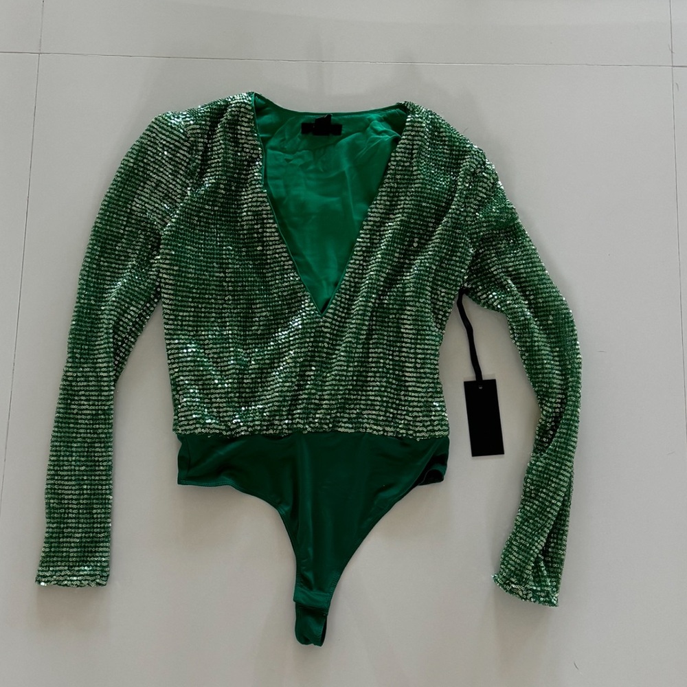 Never worn green embellished bodysuit from the brand H:ours on revolve